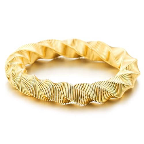 Bracelet Élastique Doré en Fil Texturé Confortable et Moderne
