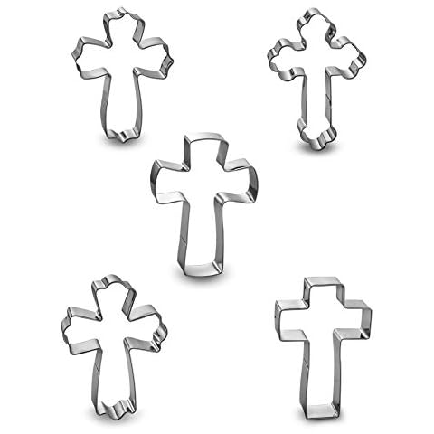 Cross Cookie Cutter 4 Inch Set -5 Pieces in Different Shapes Stainless Steel Cover