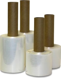 Stretch Wrap Film, Extended Core Handle Packing Wrap, Clear, 3 Inch x 1000 Feet, 80 Gauge, 18 Pack
