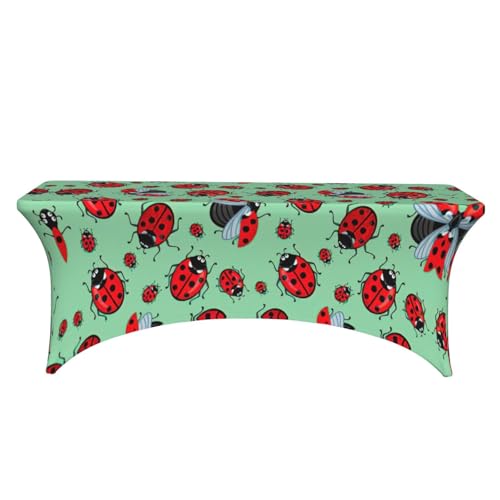 Housse de table extensible rectangulaire 1,8m à motif coccinelles