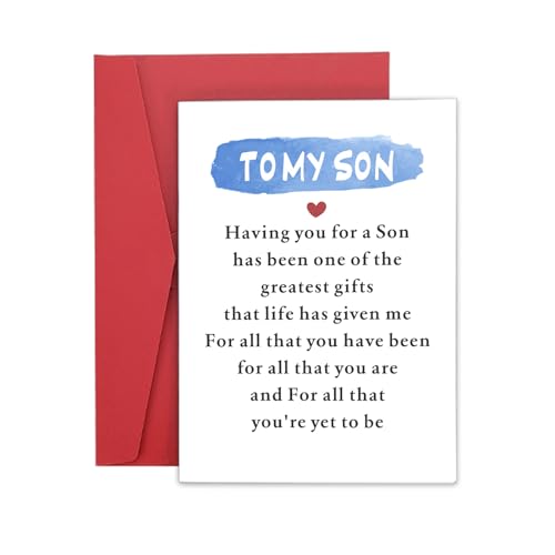 ARKUKU Valentine's Day Gifts Card for Teen Boys To My Son Card Christmas Gifts for Son from Mom Card for Son Him Gifts for Adult Son Gift Ideas Christmas Cards for Son