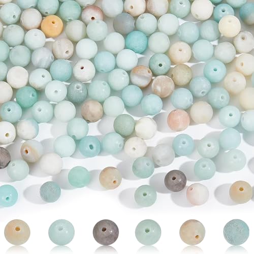 JYSNOW 180 StüCk 4mm Runde Natürliche Amazonit Perlen Set, Edelstein Perlen, Runde Lose Perlen mit Loch, für Diy Armband Halskette Schmuckherstellung, Partys, Feiertage Stil 1