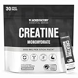 Jacked Factory Creatine Monohydrate Stick Packs 150g - 5g Daily Creatine Supplement for Men and Women, Vegan-Friendly, Third-Party Tested - 30 Servings, Unflavored