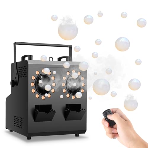 Sklydron Fog Bubble Machine - 1500W Smoke Bubble Machine with 24 RGBW LED Lights, Remote, Timer,DMX Control for Halloween, Christmas, Weddings, Stage Parties Indoor & Outdoor