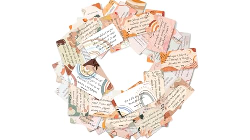 1step2dream Regalos cristianos españoles inspiradores: 100 tarjetas de oración únicas con temática bohemia con versículos de la Biblia, mini tarjetas de las Escrituras para motivación