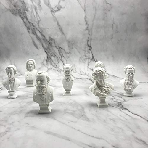 BIUBIUGO Klassische Mini-Figur, griechische Büste, 6,9 cm, Dekoration für Zuhause, aus Kunstharz, Skulptur, Beethoven-Büste, Musikkomponisten, Statuen, Büsten-Set, Kunsthandwerk Replika (7 Stück/Set)