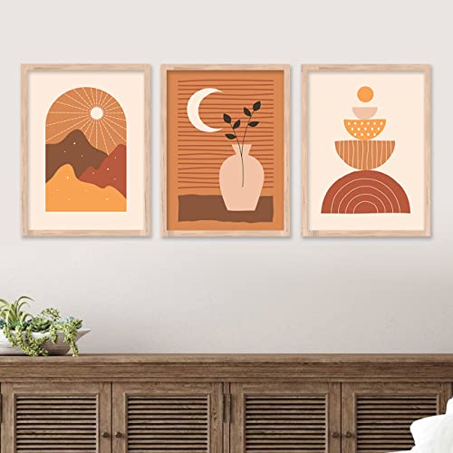 Image of kotart Modern Wall Art - Boho Framed Painting for Living Room, Bedroom - Big Size Set of 3 (Art 4, 10x13 inch)