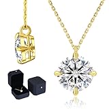 KRKC Moissanite Necklace for Women, Gifts for Her, 0.5-3CT Lab-Grown Diamond Solitaire Pendant Necklace, White Gold S925 Sterling Silver (Classic Claw-14K Gold, 6.5mm-1CT)