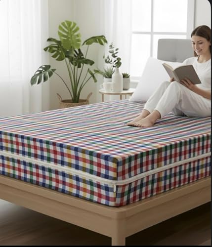 Image of Fairy Down-Cotton Mattress Cover with Zip for King Size Bed (72 X 72 X 10 Inches)