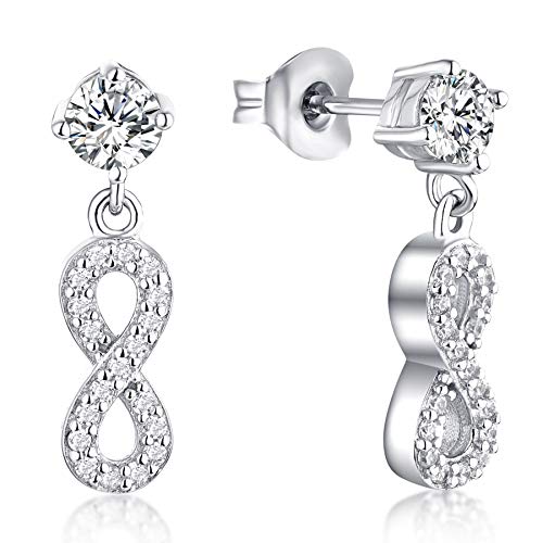 Starchenie Infinity Dangle Earrings for Women Sterling Silver Cubic Zirconia Infinity Drop Earrings