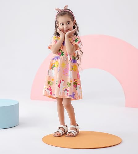 BeiVSlley Baby Girls Cotton Dress - Short Sleeve Toddler Summer Dresses, Kids Comfy Twirl A-Line Sundress for 2-7T2