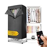 Wintem Drybox Smart Asciugatrice ad Aria Rettangolare 1000W con Timer 4 Ore, Telo di Copertura e Telecomando, Multiuso come Stendibiancheria Elettrico e Armadio Portatile