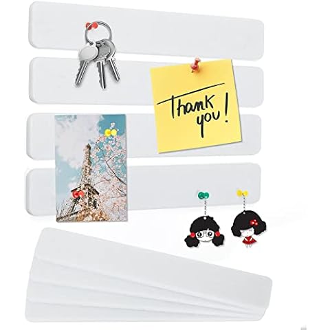 8 Packs Felt Pin Board Bar Strips Bulletin Board for Bedrooms Offices Home Wall Decoration, Notice Board Self Adhesive Cork Board with 50 Push Pins for Paste Notes, Photos, Schedules (White) Cover