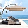 Grand patio 10x13 FT Outdoor Cantilever Umbrella with Base Large Aluminum Rectangle Offset Umbrella for Pool Garden (Champagne, 10x13 FT)