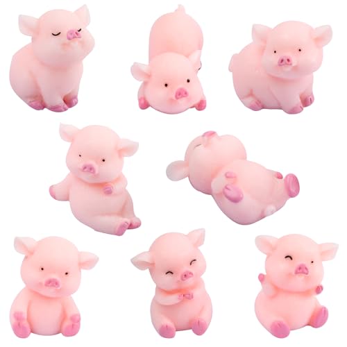 YUSHWENPTY Mini Figurine de Cochon Rose, 8 Pièces Figurines de Cochons en Resine, Décoration...