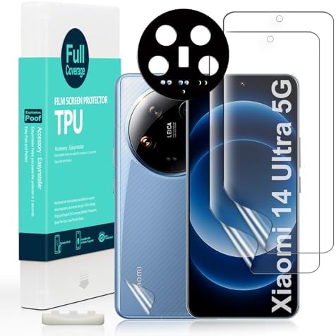 Ibywind 2 Pcs Screen Protector For Xiaomi 14 Ultra 5G 6.73",Flexible TPU Film,With 1Pc Camera Lens Protector,1Pc Back Film[Easy to install,Bubble Free,Fingerprint Reader,Ultra-Clear]