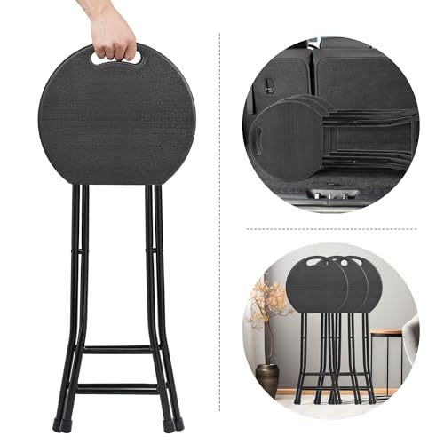 Image of COOZMENT 24-Inch Folding Stool with Handle, Folding Bar Stool with Non-Slip Feet,Folding Chair,Indoor and Outdoor Foldable Stool for Adults,500 lbs Capacity,Kitchen,Game Room(13 inchx11.5 inchx24 inch)