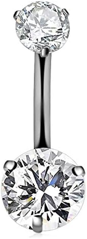 G23 Solid Titanium Belly Button Rings 14G CZ Belly Navel Rings 6mm 10mm Belly Bars