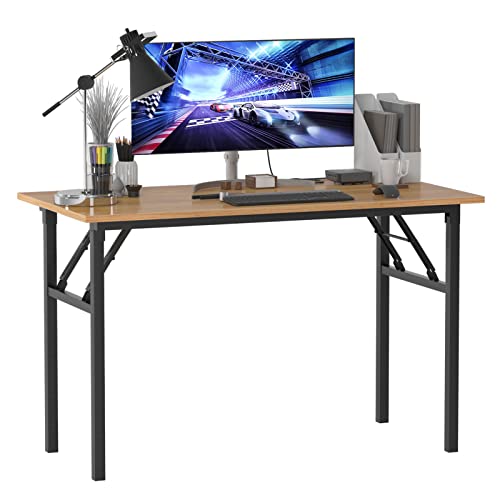 SogesHome Klapptisch Computertisch 120 x 60 x 75 cm PC Tisch Büroarbeitsplatz für Home Office Verwendung Tisch, Esstisch Konferenztisch, Teak & Schwarz, AC5BB-120-SH