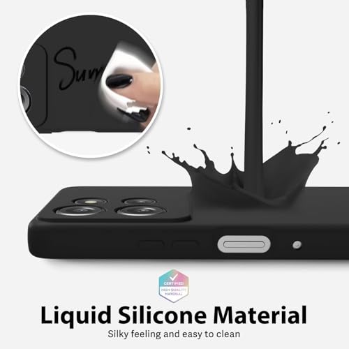 Image of DIZORO Microfiber Candy Case for Motorola Edge 60 Stylus 5G Smooth Touch Cushion Liquid Soft Silicone Gel Rubber Phone Cases Non-Slip Full Body Protective Shockproof Back Cover- OG Black