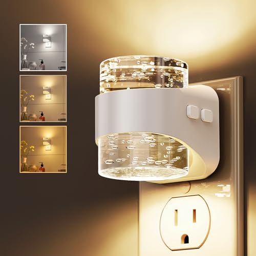 Image of L LOHAS LED Night Light, 3CCT Bubble Night Lights Plug into Wall,3000K /4000k /5000K Adjustable Night Light,Dimmable Nightlights with Dusk to Dawn Sensor for Rooms Bathroom Hallway