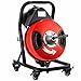 VEVOR 50FT x 1/2Inch Sewer Snake Cleaning Machine on 4 Wheels Electri Drain Auger with 4 Cutters & Foot Switch for 1''-4'' Pipes, Red, Black