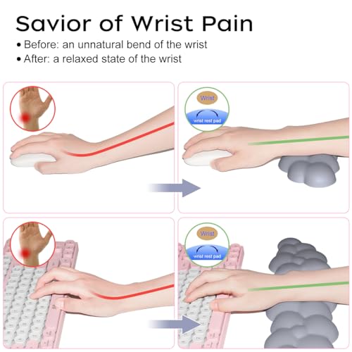 Image of JIKIOU Upgrade Leather Cloud Wrist Rest for Keyboard and Mouse & Cup Pad | Wish Gift-Cute Cloud Shape, Comfortable and don't Irritate to Skin, Non-Slip PU Base,Soft Memory Foam filled for Pain Relief
