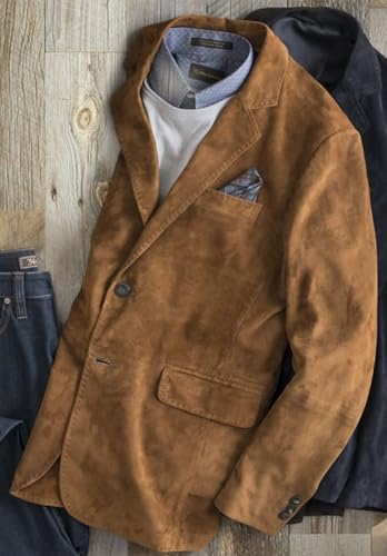 Men's Casual Two-Button Suede Jacket V-Neck Casual Sports Faux Leather Coats & Blazers3