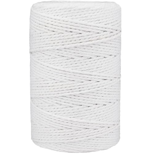 Ficelle de boucher en coton blanc naturel de 152 m pour la cuisine, le rôtissage, l'emballage cadeau, les travaux manuels, les décorations de bricolage, le jardinage et l'emballage