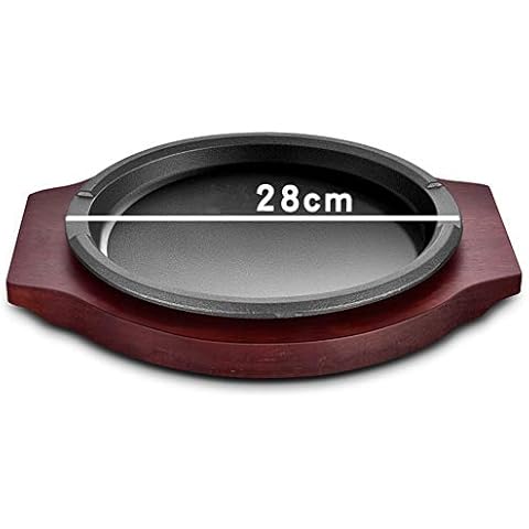 Platter Cast Iron Steak Skillet Serving Plate Kitchen World of Flavours Asian Style Mini Cast Iron Serving Dish with Wooden Serving Board 2 Set Cover