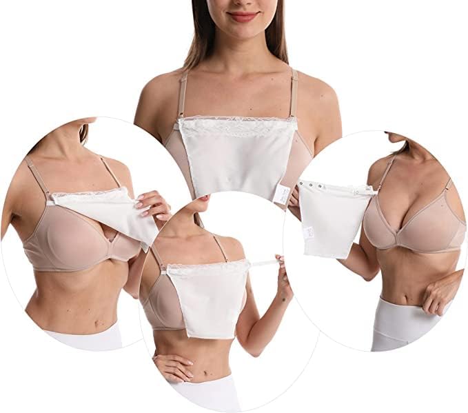Image of Cotton Clip-on Mock Lace Camisole for Women,Deep Neck Cleavage Cover Cami Secret