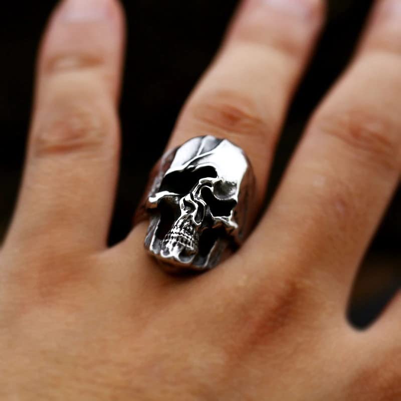 Image of Death Skull Ring for Men Stainless Steel Jewelry Biker Rings Scary Death Ring Skull for Gifts