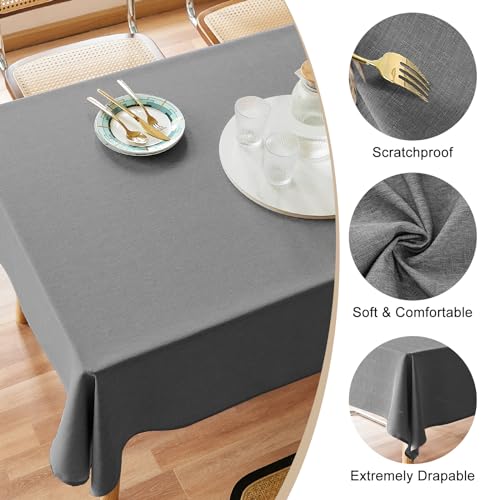AUSSPVOCT Textured Tablecloth Rectangle 52x70 Water Resistant Spill-Proof Wipeable Table Cloth Wrinkle Free Fabric Dining Table Cover for Birthday Farmhouse Spring Easter Party Tablecloths by AUSSPVOCT - Image 3