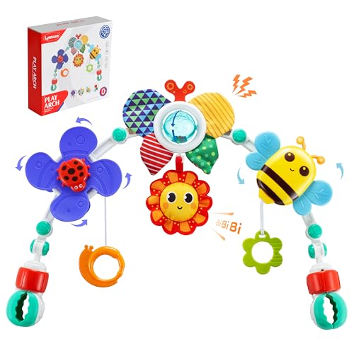 Image of Lynncare Adjustable Arch Bassinet Toys for Infant & Toddlers, Stroller Arch, Baby Crib Toys with Fascinating Hanging for Stimulating Baby’s Senses and Developing Motor Skills