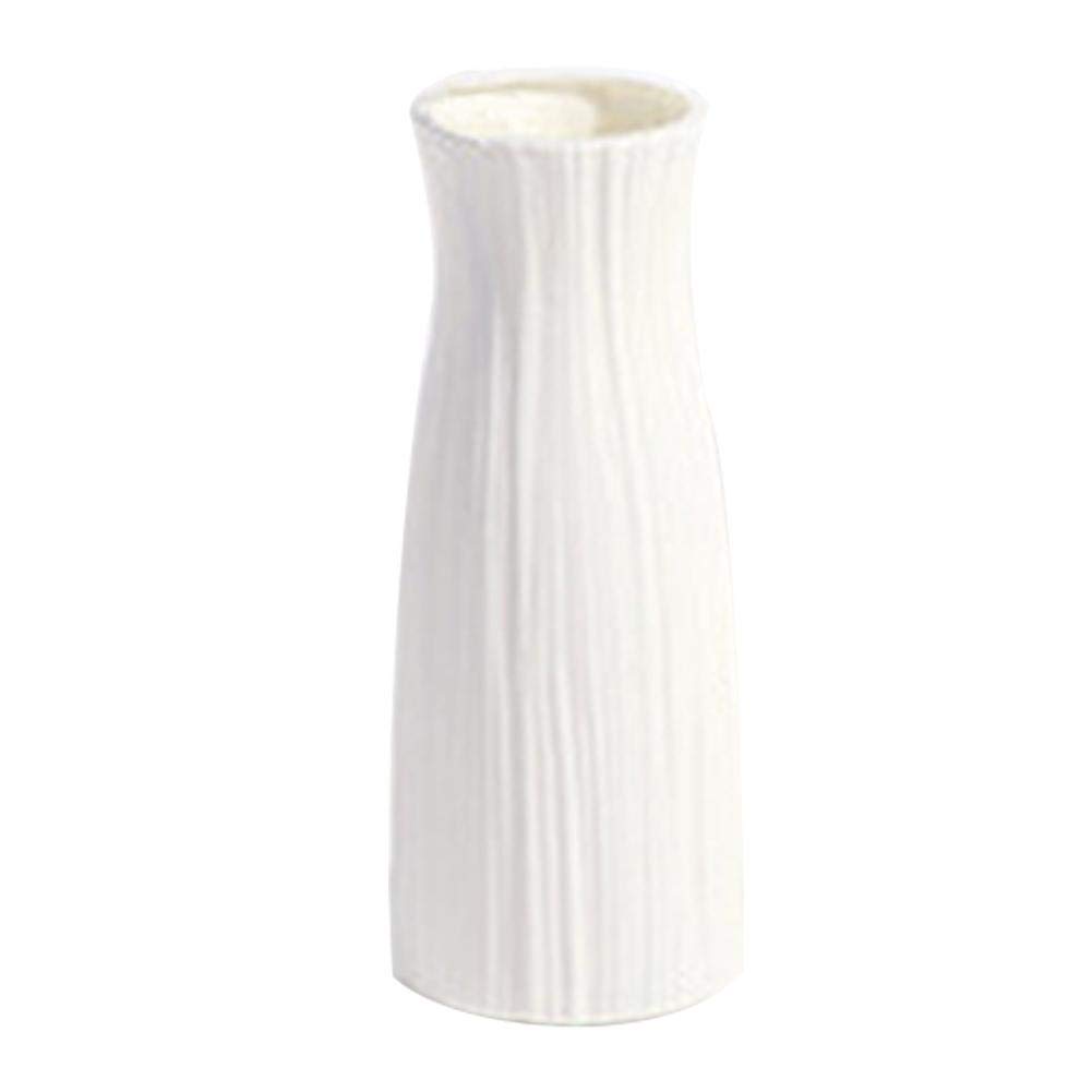 Plastic Nordic Vase for Dried Cut Flowers, Modern, White, Oval, 9x9x23.5cm/3.54x3.54x9.25 inch, Wedding, New Year, Decorative Vase