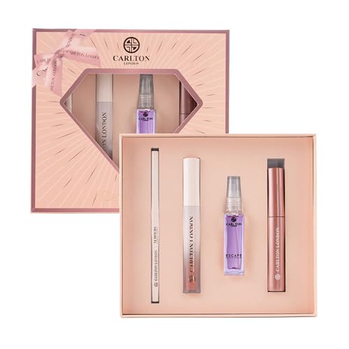 Carlton London Cosmetic DAZZLUXE Gift Set | For Girlfriend & Wife With Perfume, Lipstick, Mascara & Kajal (Pack of 4)