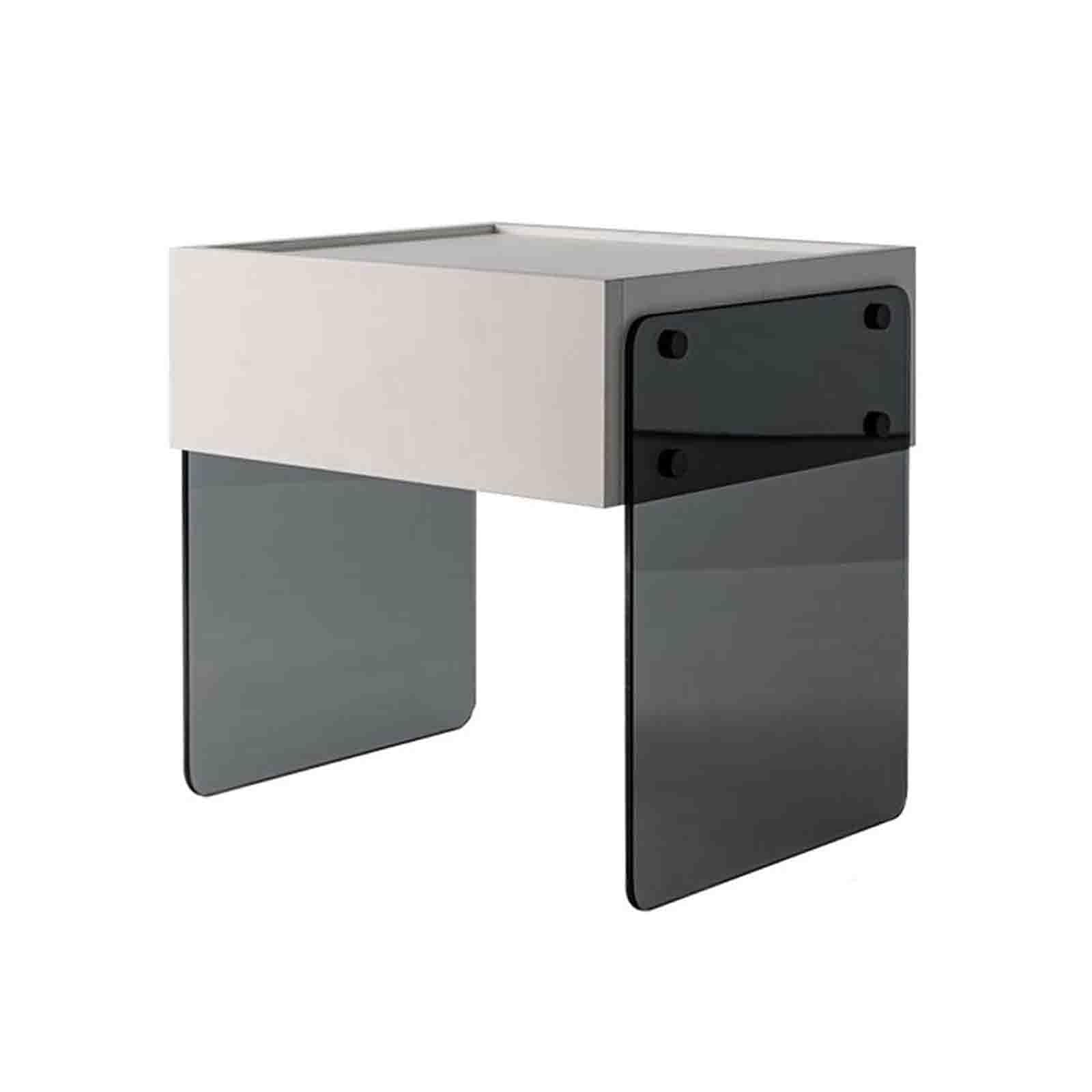 Table basse en verre et bois moderne avec tiroir de rangement