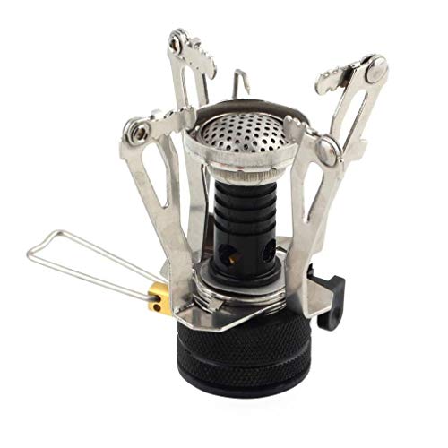 Qyoung picnic butane gas burner, portable camping mini steel stove case, gas stove outdoor, gas stove fit diversified pot gas, portable outdoor stove made of copper metal and stainless steel.