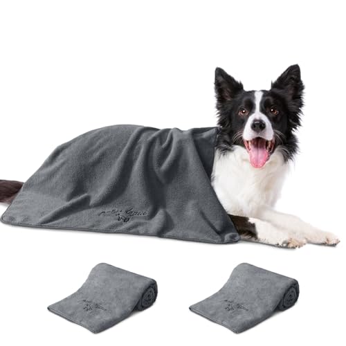 Patas-Lague-2-Pack-Dog-Towel-for-Drying-Dogs-40x20-Large-Quick-Dry-Microfiber-Grooming-Pet-Towel-Super-Soft-Absorbent-Machine-Washable-Dog-Shammy-Towel-Dog-Supplies-Grey - Cucciolini Doodles   Patas-Lague-2-Pack-Dog-Towel-for-Drying-Dogs-40x20-Large-Quick-Dry-Microfiber-Grooming-Pet-Towel-Super-Soft-Absorbent-Machine-Washable-Dog-Shammy-Towel-Dog-Supplies-Grey