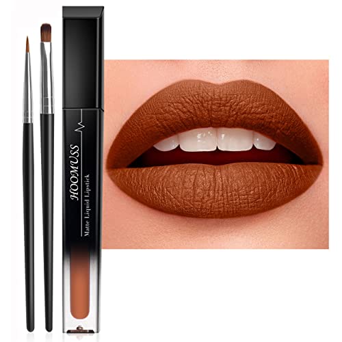 Hoomuss Nude Matte Lipstick, Brown Nude Liquid Lipstick Long Lasting Smudeproof & Waterproof Lip Makeup, Vegan & Clean (Sandy Storm) #TOP9