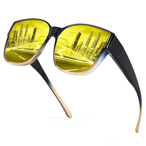 Trysee Night Vision Driving Glasses Fit Over Glasses for Men Women, Polarized Anti Glare Night Vision Pro Glasses TS3091 - Main Image