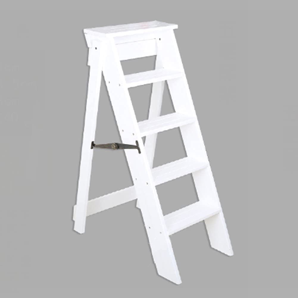 LUNEZY Sgabello per Bambini Scaletta Pieghevole Multifunzione Scala a 5 gradini Unilaterale più Spessa Legno Massello, 3 Colori, 88 cm di Altezza (Color : 2#)