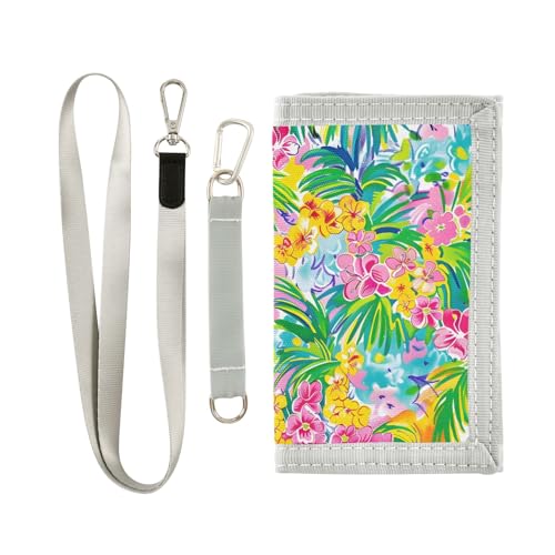 ALAZA Kids Wallets for Boys Girls Toddler Trifold Wallet Children Small Plumeria Flowers with Zipper Coin Pocket