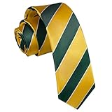 Enlision Men's Skinny Tie Classic Woven Striped Slim Neckties Yellow Green 2.17' Wide College Silk Thin Ties for Men Graduation Party