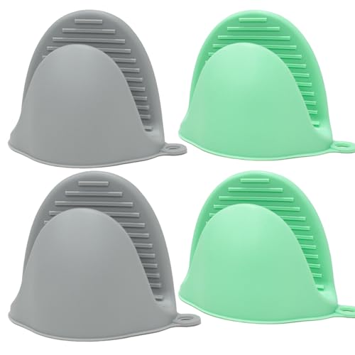 Mibbxea Silikon-Ofenhandschuhe, Pinch-Griff für Toaster, Mini-Topflappen, Küchenhandschuhe, hitzebeständige Handschuhe zum Kochen, Backen, Grillen, 2 Paar (Grau und Grün) Mibbxea Silikon-Ofenhandschuhe, Pinch-Griff für Toaster, Mini-Topflappen, Küchenhandschuhe, hitzebeständige Handschuhe zum Kochen, Backen, Grillen, 2 Paar (Grau und Grün)
