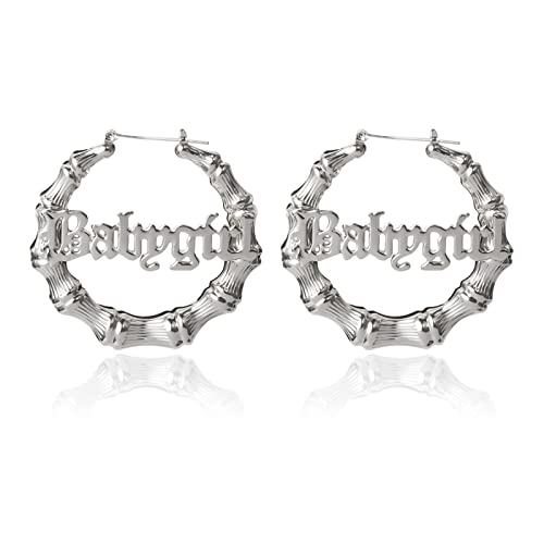 Large Babygirl Bamboo Joint Hoop Earrings - Hollow Out Hoops with 80s 90s Fashion Style for Party