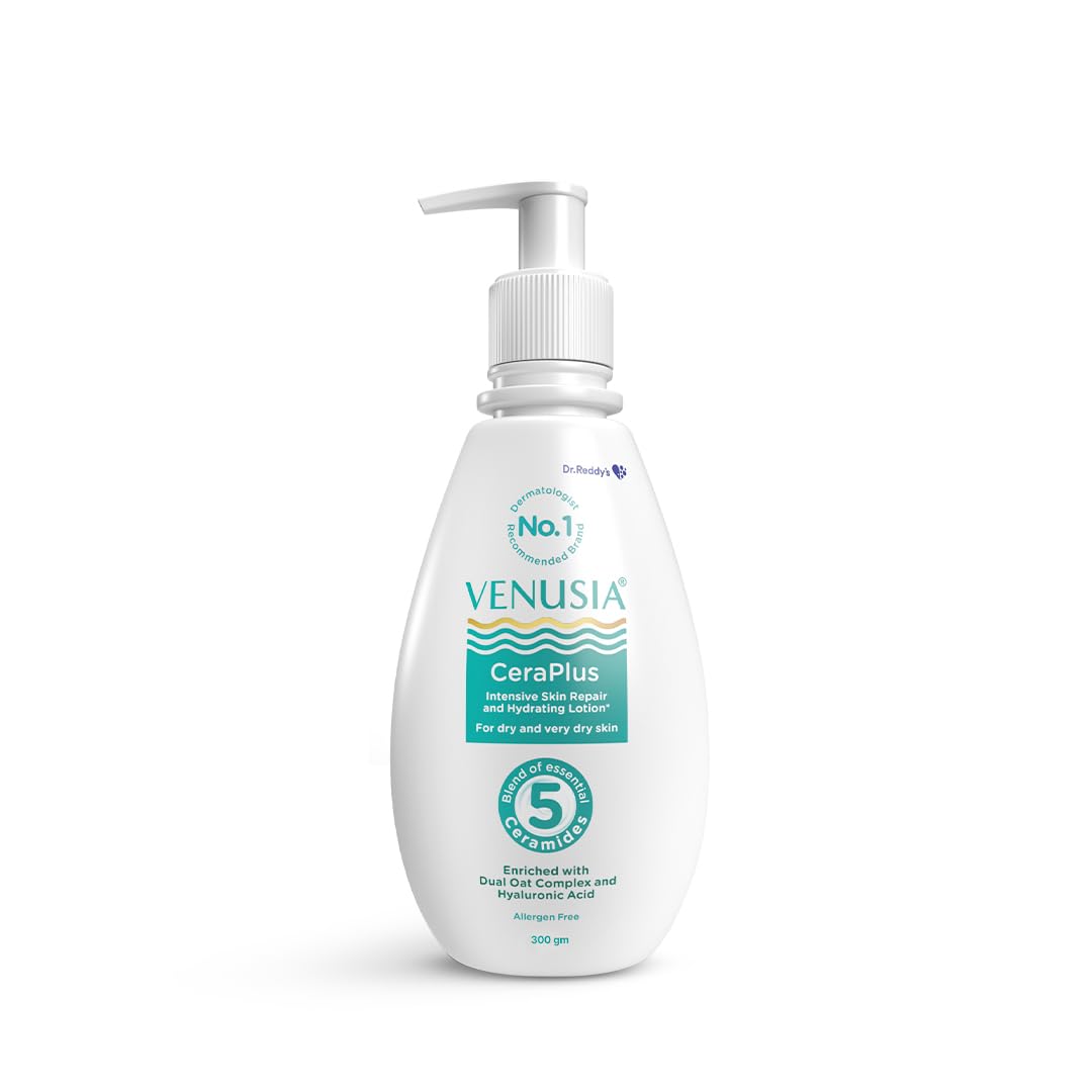 Venusia Ceraplus Lotion for Dry Skin - 5 Essential Ceramides for Deep moisturization & barrier repair I With Oat oil & oat extract,Hyaluronic Acid I Fragrance free body lotion I300gm-image-47