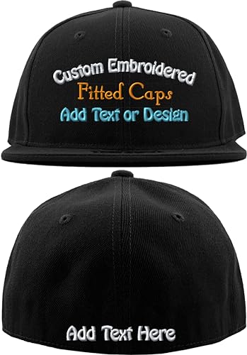 Custom Fitted Cap – Personalized Embroidery with Text or Logo – Front & Back Stitching (Fitted...