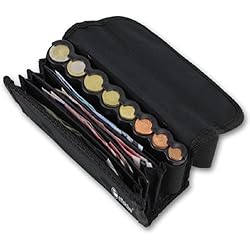 Dispensador De Papel Con Monedas effektivo 10575 Cartera de Poliéster con dispensador de Monedas y cinturón, Color Negro