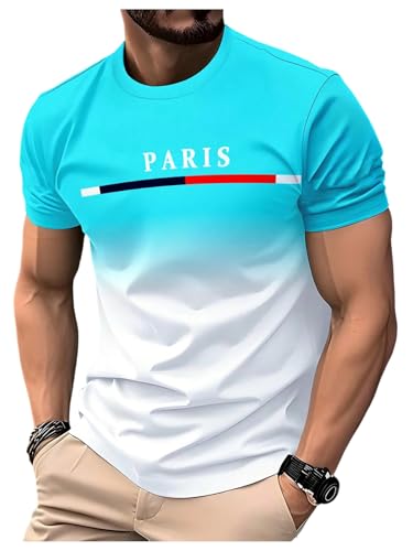 SOLY HUX Men's Short Sleeve Crew Neck Cool T Shirts Ombre Tops Graphic Tees Summer Outfit